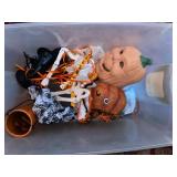 Assorted Halloween Decor Lot Cat Figure Pumpkins Mask Skeleton Sign