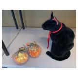 Assorted Halloween Decor Lot Cat Figure Pumpkins Mask Skeleton Sign