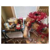 Mixed Christmas Decor Lot Wreaths Candles Santa Lenox Ornament