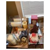 Mixed Christmas Decor Lot Wreaths Candles Santa Lenox Ornament