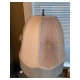 Vintage Cherub Figural Table Lamp w Fringed Shade Approx 30in Tall