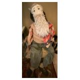 Large Handmade Folk Art Bearded Man Cloth Doll Figure Rustic Decor