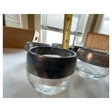 Vintage Silverplate & Glass Serving Lot Tray Coasters Flatware Set
