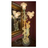 Figural Table Lamp 4 Light Frosted Glass Shades 36in Classical Lady