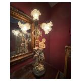 Figural Table Lamp 4 Light Frosted Glass Shades 36in Classical Lady