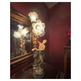 Figural Table Lamp 4 Light Frosted Glass Shades 36in Classical Lady