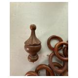 Wood Curtain Rings & Finial Lot Brown Drapery Hardware 2.5 In Rings