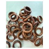 Wood Curtain Rings & Finial Lot Brown Drapery Hardware 2.5 In Rings