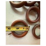 Wood Curtain Rings & Finial Lot Brown Drapery Hardware 2.5 In Rings