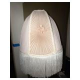 Vintage Figural Table Lamp Pink Pleated Fringe Shade Ornate Base 30in