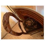 Vintage French Provincial Vanity Desk & Chair w Glass Top, 42in