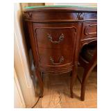 Vintage French Provincial Vanity Desk & Chair w Glass Top, 42in