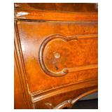 Vintage French Provincial Vanity Desk & Chair w Glass Top, 42in