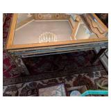 Giltwood Coffee Table with Glass Top and Ornate Carvings
