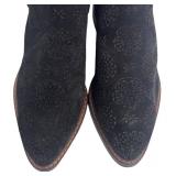 DB - Coach Bowery Chelsea Boots - Black Suede with Tea Rose Cutout Pattern - Size 7