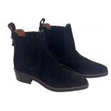 DB - Coach Bowery Chelsea Boots - Black Suede with Tea Rose Cutout Pattern - Size 7