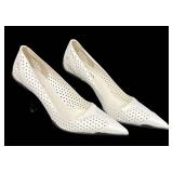 DB - Prada Perforated White Leather Pumps - Size 37 1/2