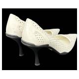 DB - Prada Perforated White Leather Pumps - Size 37 1/2
