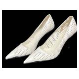 DB - Prada Perforated White Leather Pumps - Size 37 1/2