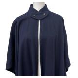 KH - Burberrys Navy Wool Cloak with Two-Button Neck Strap