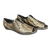 DB - Zero+ Maria Cornejo Metallic Snakeskin Peep-Toe Loafers - Size 37
