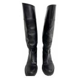 Prada Milano Black Leather Knee-High Boots - EU 39, 17 1/4 in Tall