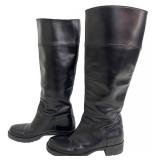 Prada Milano Black Leather Knee-High Boots - EU 39, 17 1/4 in Tall