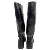 Prada Milano Black Leather Knee-High Boots - EU 39, 17 1/4 in Tall