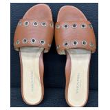 Marion Park Leather Sandals - Made in Italy, EU 39 1/2, Brown with Grommets