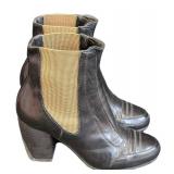 Dries Van Noten Black Leather Ankle Boots Size 7.5
