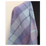 Plaid Wool Wrap Scarf in Purple, Blue & Mint