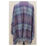 Plaid Wool Wrap Scarf in Purple, Blue & Mint