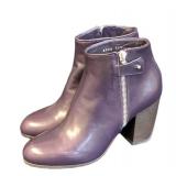 Dries Van Noten Purple Leather Ankle Boots Size 7.5