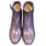 Dries Van Noten Purple Leather Ankle Boots Size 7.5