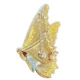 Vintage Kenneth J Lane Gold Tone Enamel Butterfly Brooch