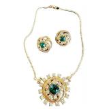 Beautiful Vintage Costume Jewelry Necklace & Screw-Back Earrings Set