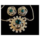 Beautiful Vintage Costume Jewelry Necklace & Screw-Back Earrings Set