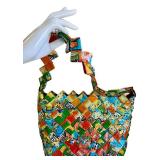 Recycled Candy Wrapper Woven Zipper Handbag