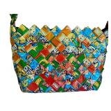 Recycled Candy Wrapper Woven Zipper Handbag