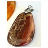 Fire Agate & Jasper Pendants (Lot of 4)