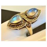 Sterling Silver Moonstone Ring Size 10