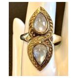 Sterling Silver Moonstone Ring Size 10