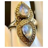 Sterling Silver Moonstone Ring Size 10