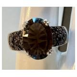 Smoky Quartz Sterling Silver Ring Size 9.75