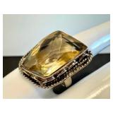 Citrine Sterling Silver Ring Size 8.75