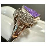 Sterling Silver Druzy Ring Duo Size 8 & 8.75 (Lot of 2)