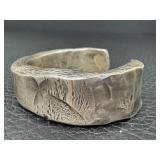 Sterling Silver Cuff Bracelet Textured Artisan