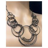 Modernist Statement Necklace Handcrafted Wire Circle Design