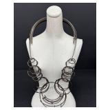 Modernist Statement Necklace Handcrafted Wire Circle Design