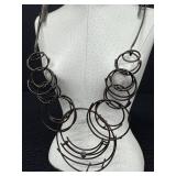 Modernist Statement Necklace Handcrafted Wire Circle Design